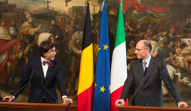 I premier di Italia e Belgio, Enrico Letta e Elio di Rupo, a Palazzo Chigi