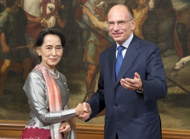 Letta incontra il Premio Nobel per la pace Aung San Suu Kyi