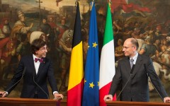 I premier di Italia e Belgio, Enrico Letta e Elio di Rupo, a Palazzo Chigi